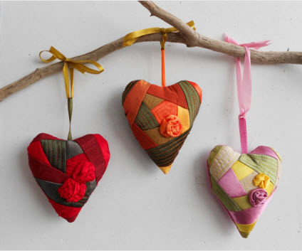 patchwork hearts set of 3