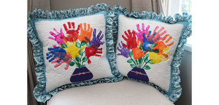 quilted hand print pillows teacher gift