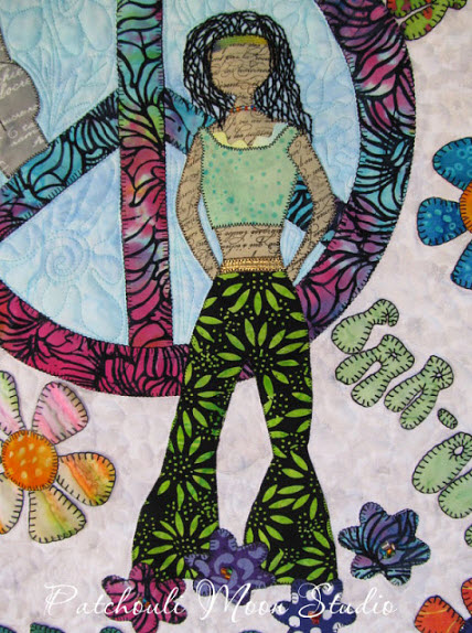 flower child quilt closeup Patchouli Moon