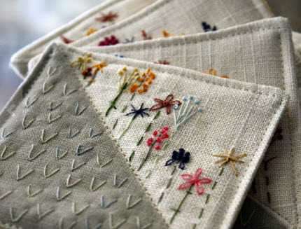 quilted embroidered coasters