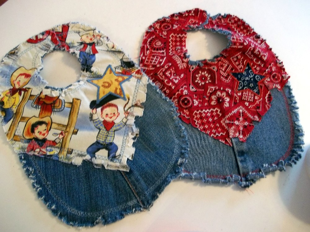 western blue jean bib