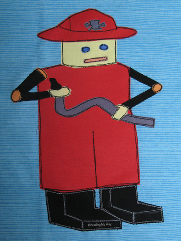 Fireman Robot Applique Pattern Threading My Way