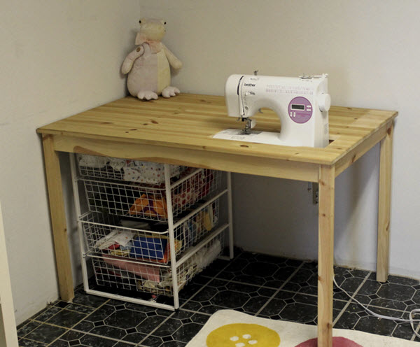 sink machine in wooden table DIY