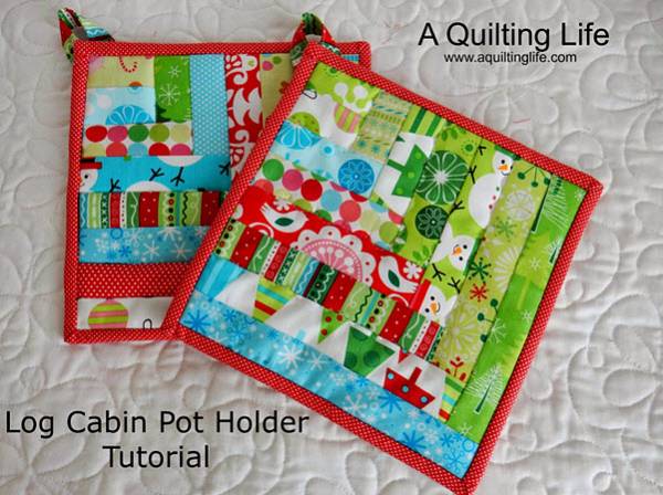 Log Cabin Pot Holder tutorial Christmas