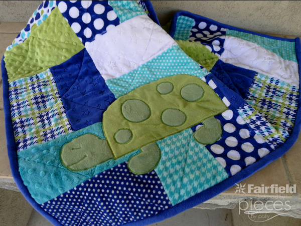 Spotty The Turtle applique makes a plain quilt sing