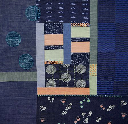 InstaStitch Log Cabin Quilt Block in Denim